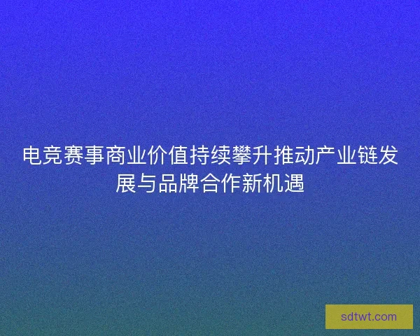 电竞赛事商业价值持续攀升推动产业链发展与品牌合作新机遇